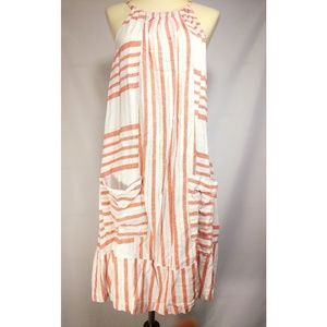 Coral striped white sundress & beach Coverup